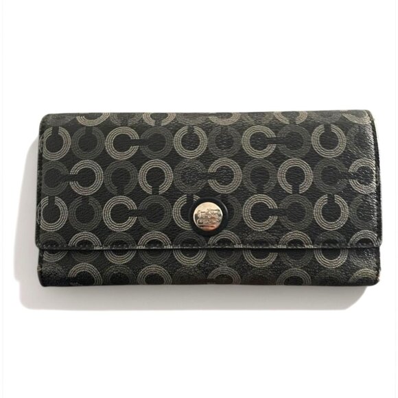 Coach | Bags | Coach Madison Op Art Dotted Wallet Clutch Signature ...